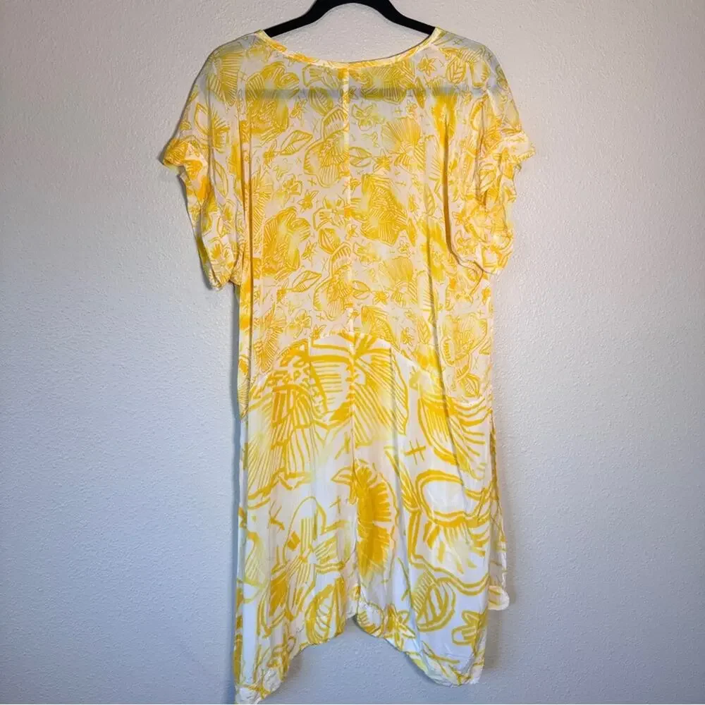 Anthropologie Lilka Yellow Printed Swimsuit Coverup Womens XS Beachy Summer_13